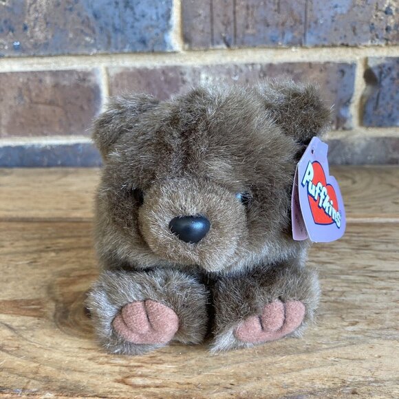 Vintage 1998 Puffkins GRIZWALD GRIZZLY BEAR Plush With Tag Swibco - Picture 1 of 13
